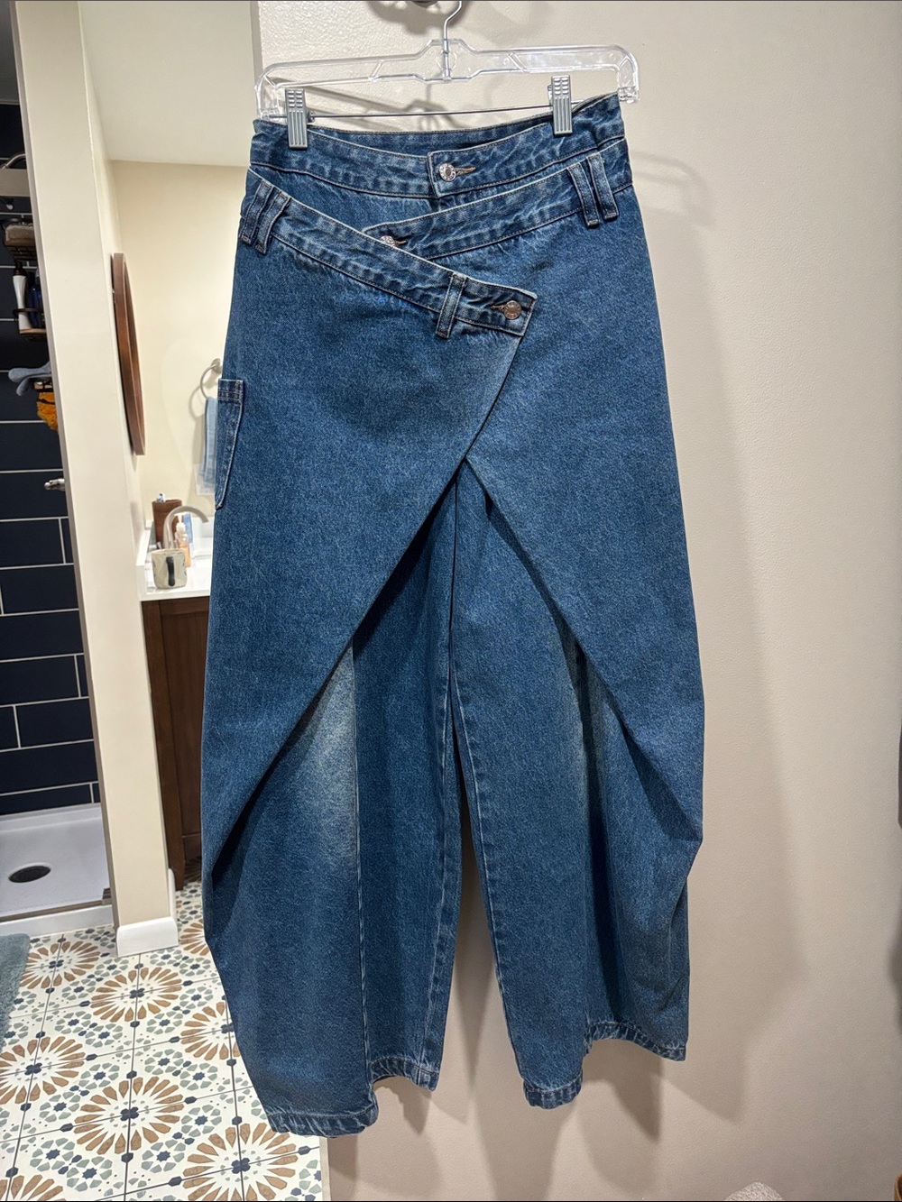 Blue Denim Wrap Jeans
